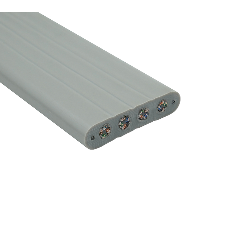 Heisflatkabel med ståltråd og 4 Cat6 patchkabler