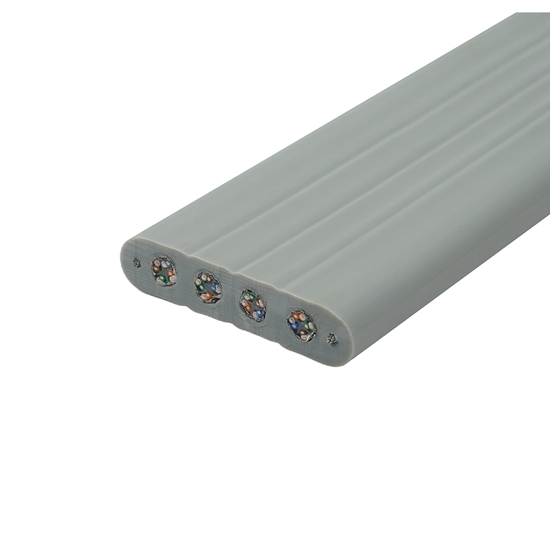 Heisflatkabel med ståltråd og 4 Cat6 patchkabler