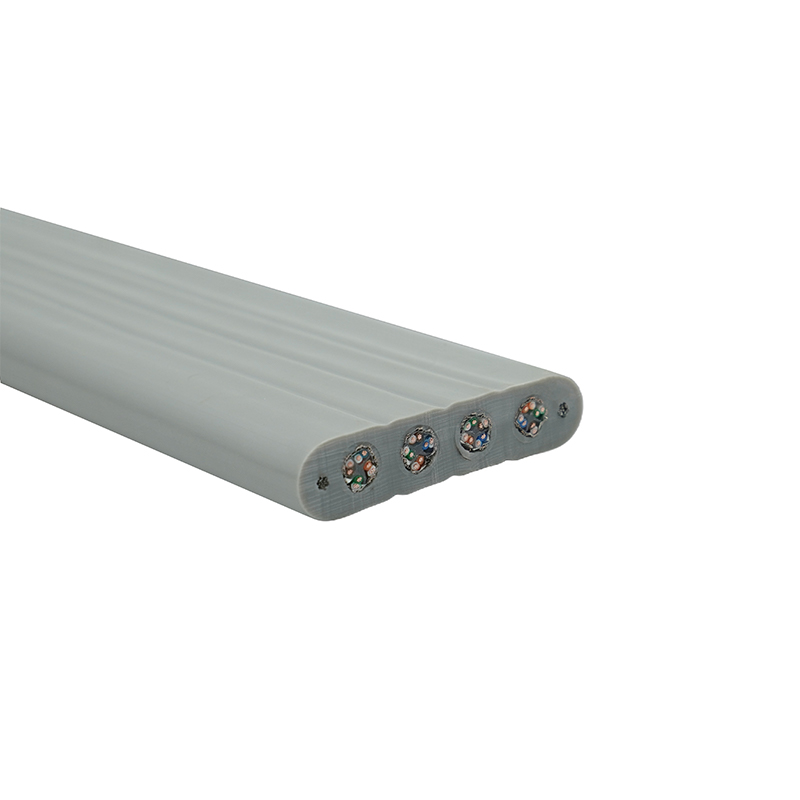 Heisflatkabel med ståltråd og 4 Cat6 patchkabler